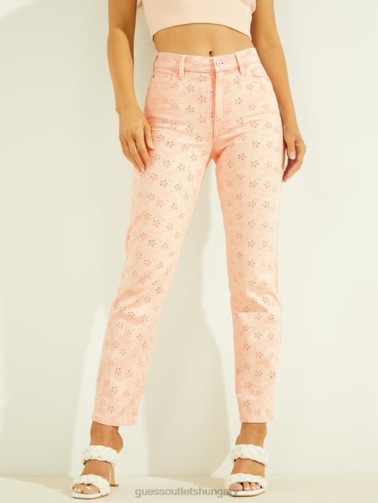GUESS Floridada Pink 8ZX4F243 1981 Eyelet Straight Jeans