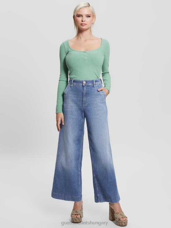 GUESS Genial 8ZX4F4 Eco Dakota Cropped Wide-Leg Jeans