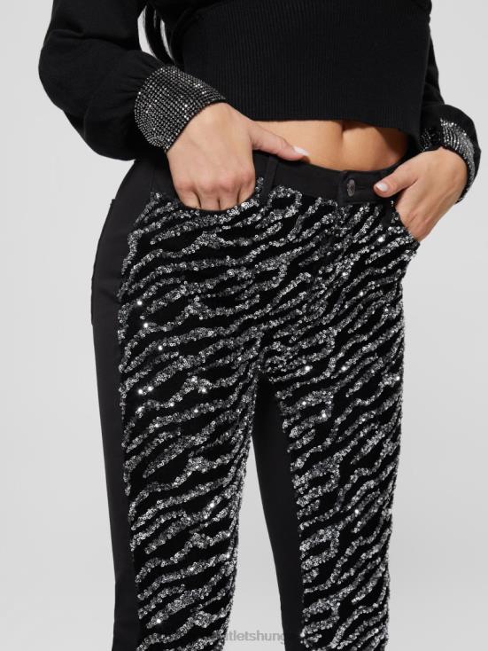 GUESS Glam Tiger Silver 8ZX4F220 1981 Tiger Sequin Skinny Jeans