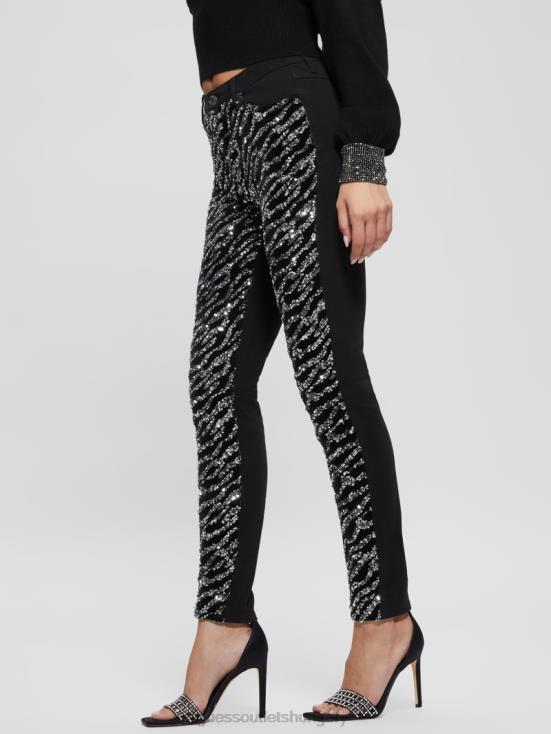 GUESS Glam Tiger Silver 8ZX4F220 1981 Tiger Sequin Skinny Jeans