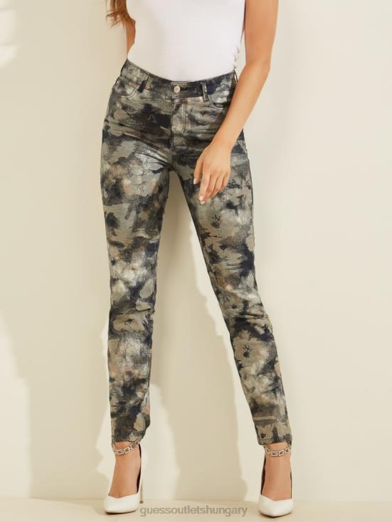 GUESS Heze 8ZX4F237 1981 Metallic Floral Skinny Jeans