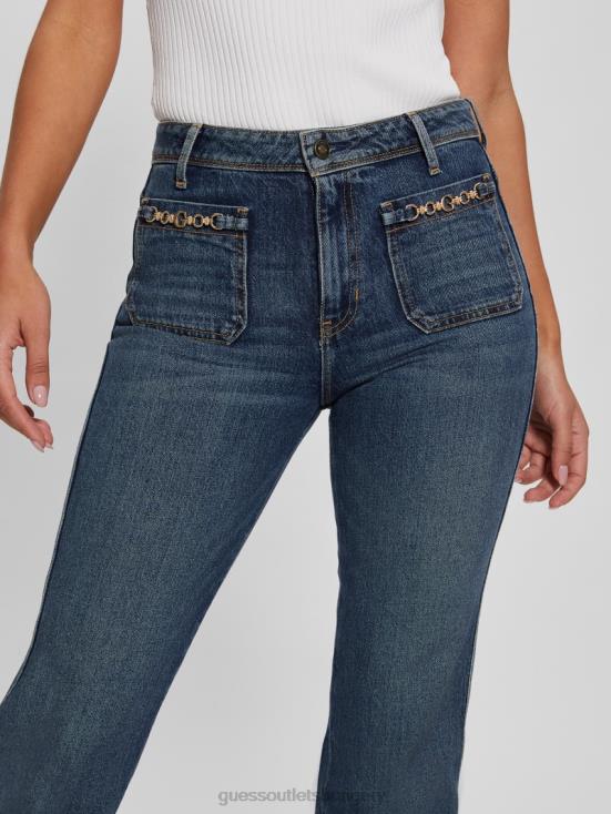 GUESS Koipond Blue 8ZX4F59 Eco 1981 High-Rise Straight Jeans