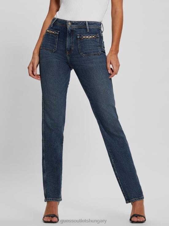 GUESS Koipond Blue 8ZX4F59 Eco 1981 High-Rise Straight Jeans