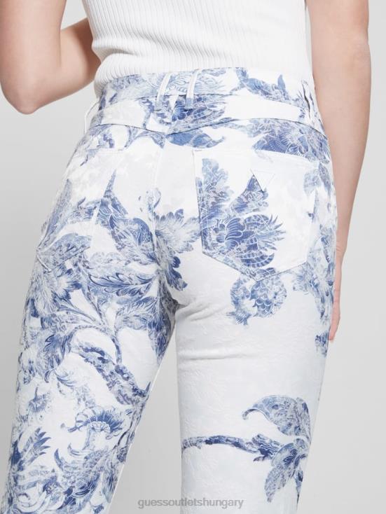 GUESS Porcelain Flower 8ZX4F64 1981 Floral Mid-Rise Straight Woven Pants