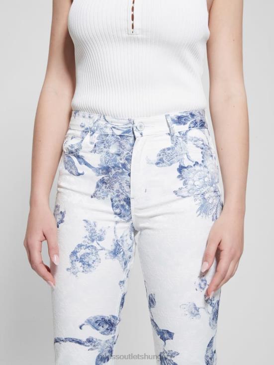 GUESS Porcelain Flower 8ZX4F64 1981 Floral Mid-Rise Straight Woven Pants