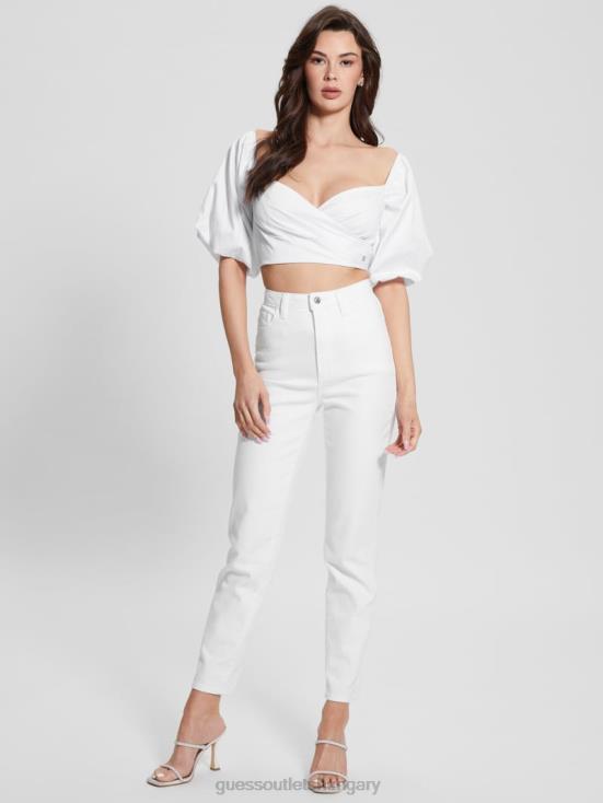 GUESS Pure White 8ZX4F96 Mom Jeans