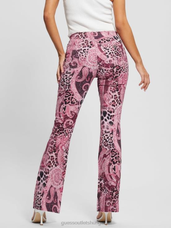 GUESS Purple Kashmir Wash 8ZX4F117 Pop \'90s Frayed-Waist Flared Jeans