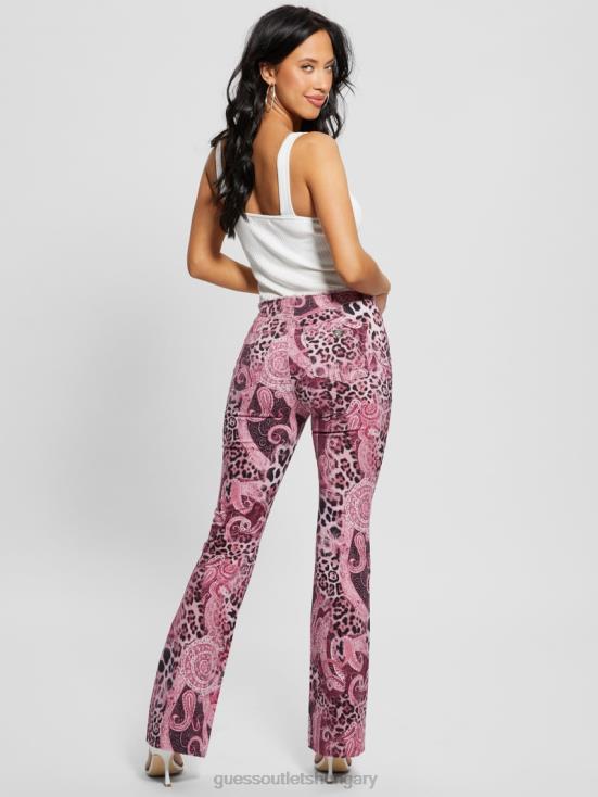 GUESS Purple Kashmir Wash 8ZX4F117 Pop \'90s Frayed-Waist Flared Jeans