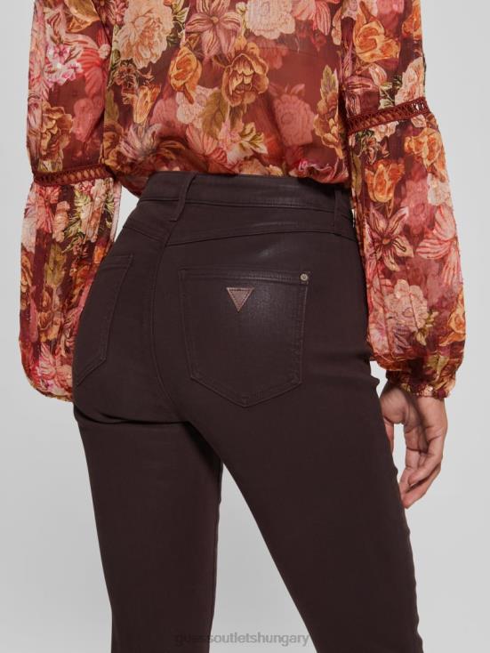 GUESS Rich Brown Multi 8ZX4F263 1981 Coated Skinny Jeans