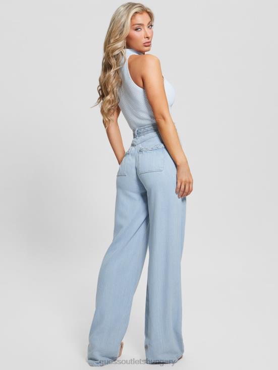 GUESS Sunny Ice 8ZX4F60 Eco Braided Super High-Rise Wide Leg Jeans