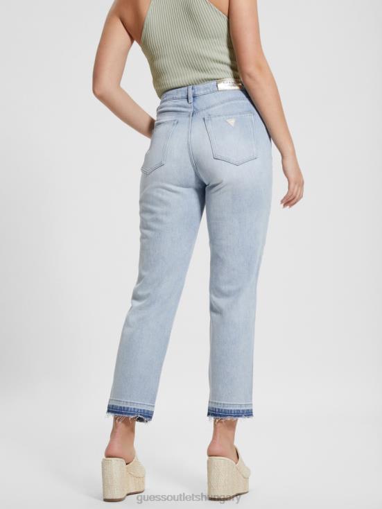 GUESS Sunset Flower 8ZX4F18 Eco Satin Artwork Denim Mom Jeans