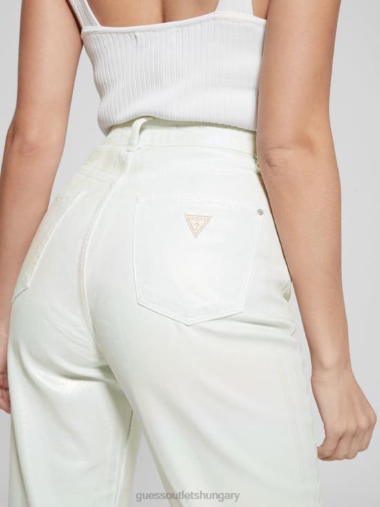 GUESS Unicorn Light Blue 8ZX4F105 Coated Denim High-Rise Mom Jeans