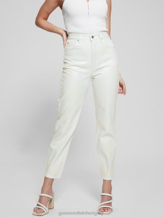 GUESS Unicorn Light Blue 8ZX4F105 Coated Denim High-Rise Mom Jeans