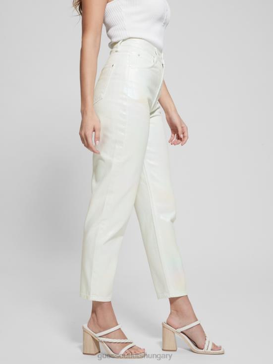 GUESS Unicorn Light Blue 8ZX4F105 Coated Denim High-Rise Mom Jeans