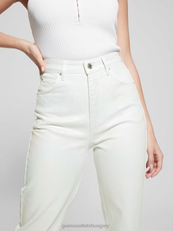 GUESS Unicorn Light Blue 8ZX4F105 Coated Denim High-Rise Mom Jeans