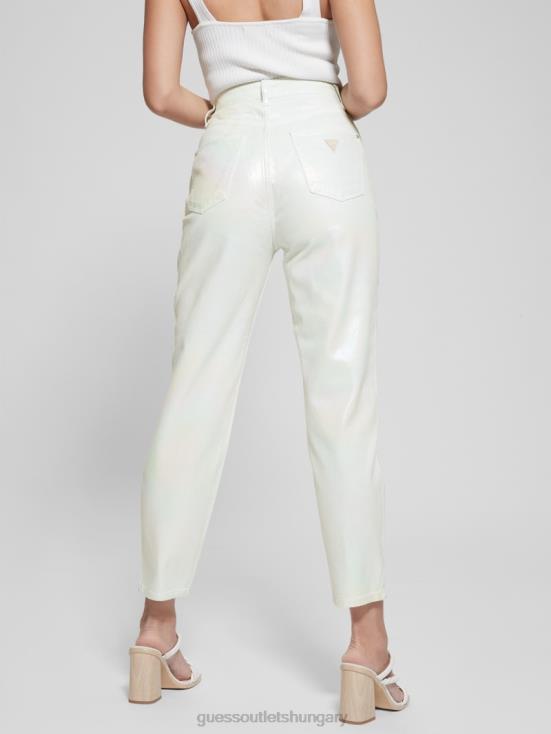 GUESS Unicorn Light Blue 8ZX4F105 Coated Denim High-Rise Mom Jeans