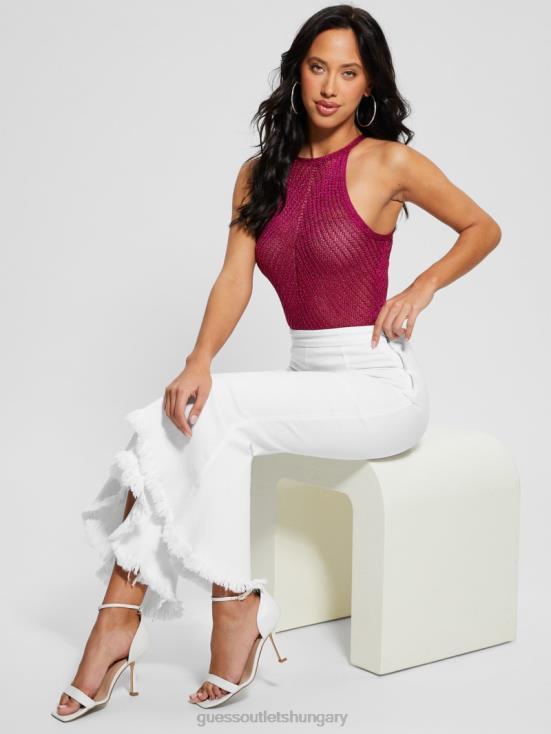 GUESS White Bufali 8ZX4F14 Sofia 1981 High-Rise Flared Jeans