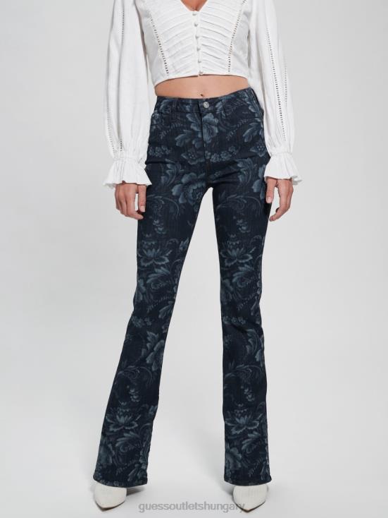 GUESS Wild Flower Laser Print 8ZX4F127 Eco Adeline Floral High-Rise Flare Jeans