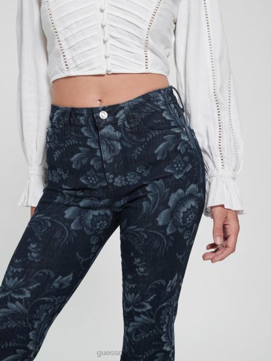 GUESS Wild Flower Laser Print 8ZX4F127 Eco Adeline Floral High-Rise Flare Jeans