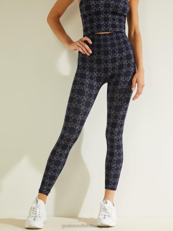 GUESS 4G Jacquard Sea Navy 8ZX4F2373 Della Logo Print Leggings