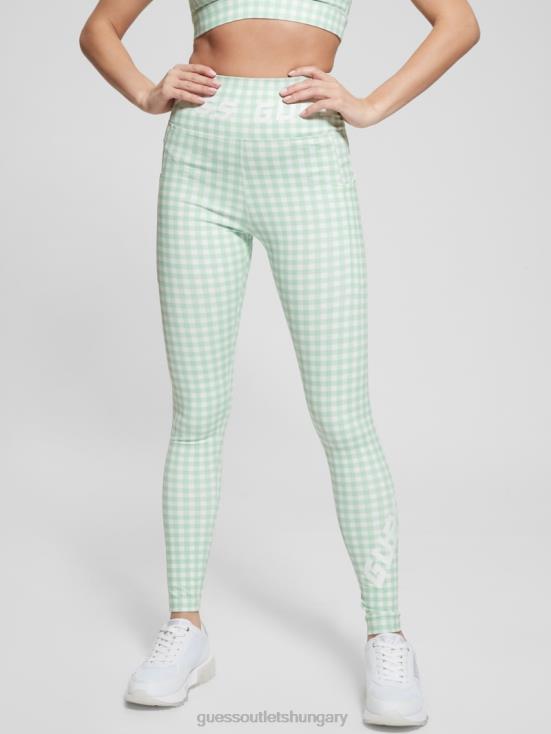 GUESS Aqua And White Vichy 8ZX4F2188 Eco Davina Printed Leggings