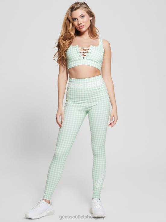GUESS Aqua And White Vichy 8ZX4F2188 Eco Davina Printed Leggings