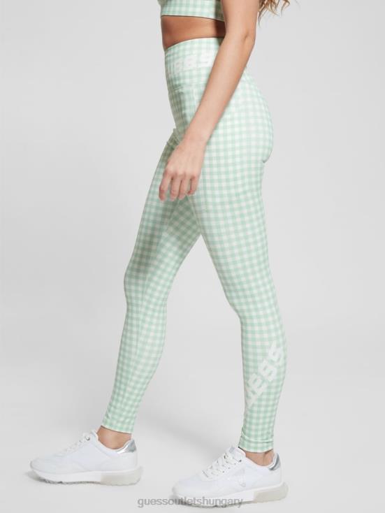 GUESS Aqua And White Vichy 8ZX4F2188 Eco Davina Printed Leggings