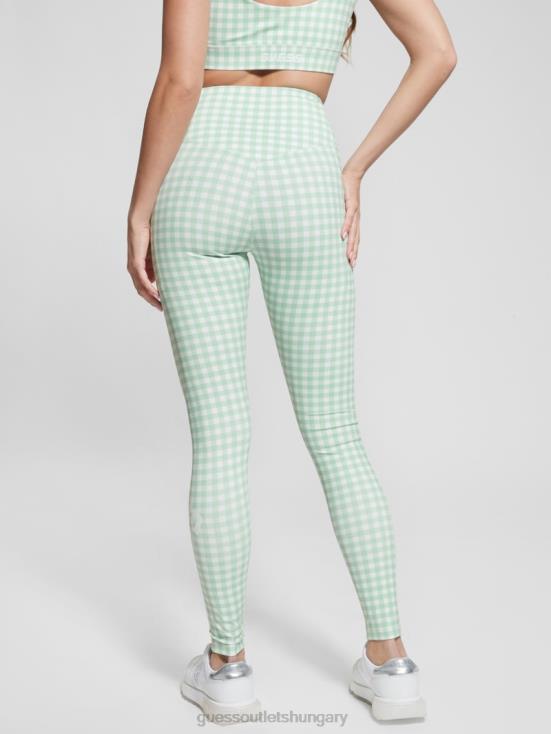 GUESS Aqua And White Vichy 8ZX4F2188 Eco Davina Printed Leggings