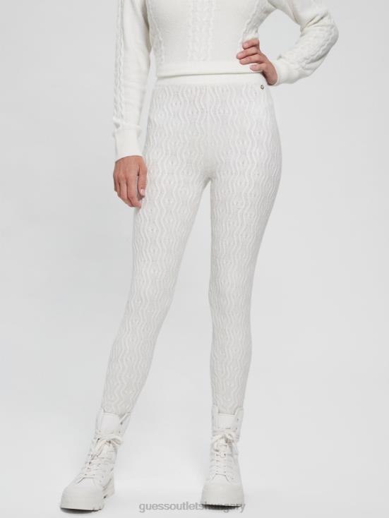 GUESS Dove White 8ZX4F2328 Blaire Wool-Blend Cable Leggings