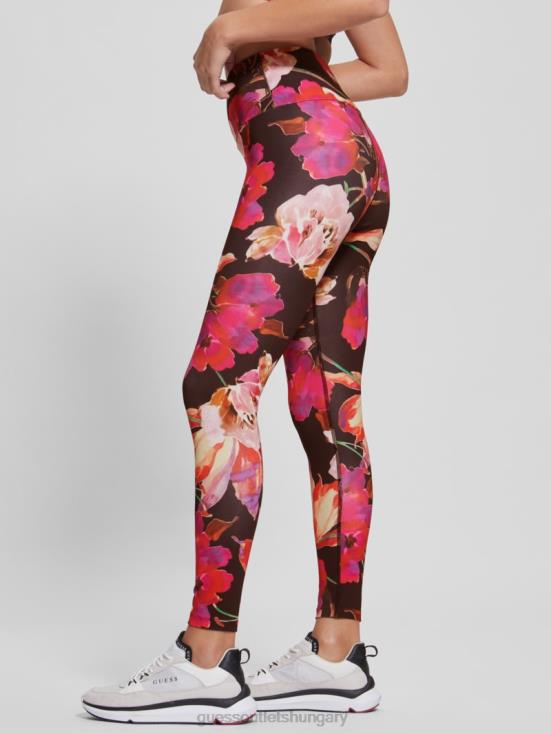 GUESS Pink And Black Macro Flow 8ZX4F2332 Eco Corine Floral Active Leggings