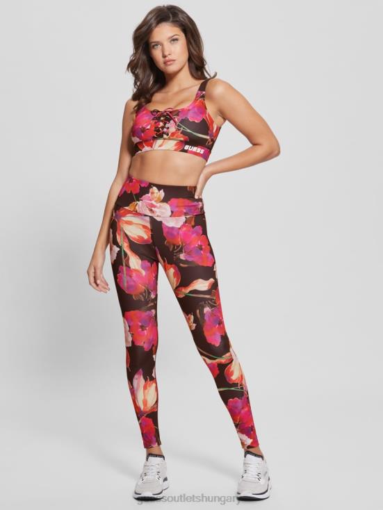 GUESS Pink And Black Macro Flow 8ZX4F2332 Eco Corine Floral Active Leggings