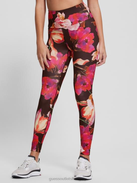 GUESS Pink And Black Macro Flow 8ZX4F2332 Eco Corine Floral Active Leggings