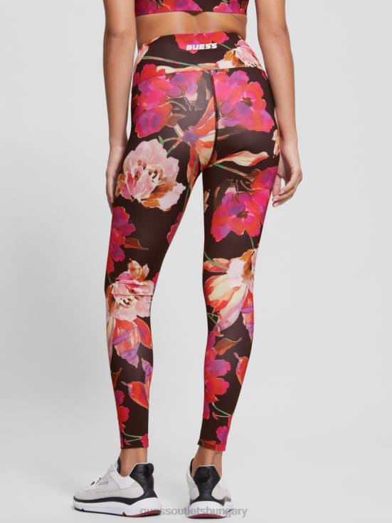 GUESS Pink And Black Macro Flow 8ZX4F2332 Eco Corine Floral Active Leggings