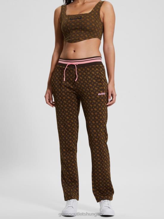 GUESS Aop Brown Ologram 8ZX4F2085 Eco Aggie Active Long Pant