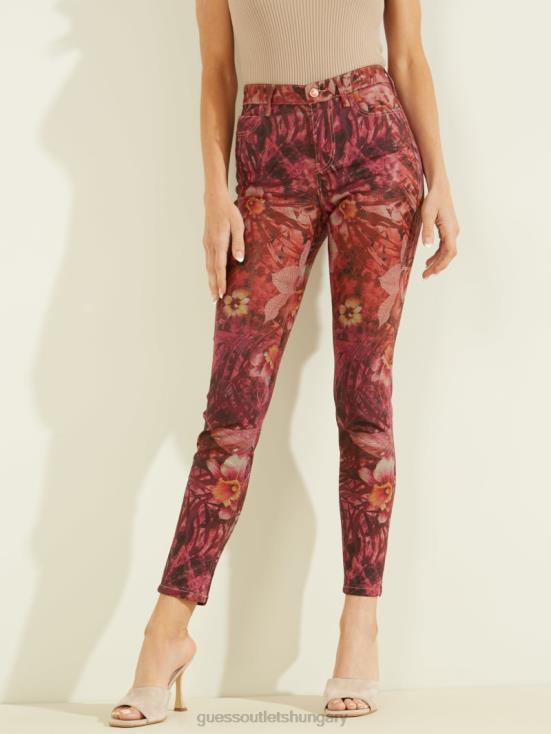 GUESS Batik Tropical Print Pink 8ZX4F256 1981 Tropic Skinny Pants