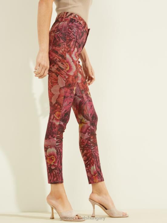 GUESS Batik Tropical Print Pink 8ZX4F256 1981 Tropic Skinny Pants