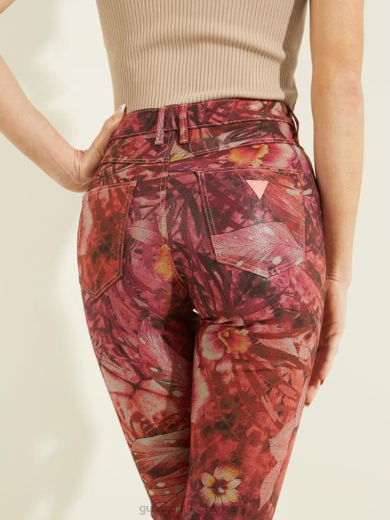 GUESS Batik Tropical Print Pink 8ZX4F256 1981 Tropic Skinny Pants
