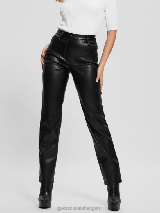 GUESS Black 8ZX4F2025 Kelly Faux-Leather Straight Pants