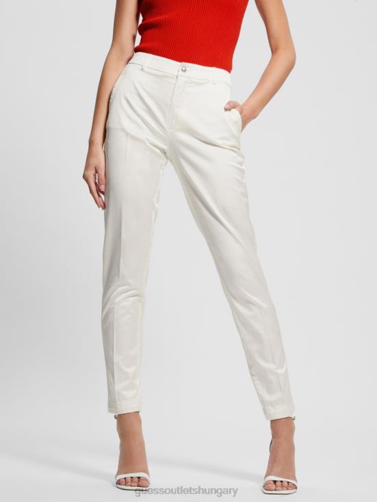 GUESS Cream White Multi 8ZX4F2059 Zoe Satin Pants