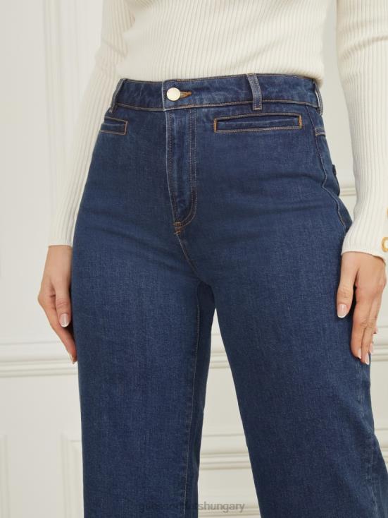 GUESS Dark Blue Denim Wash 8ZX4F68 Lyric Wide-Leg Denim Pant