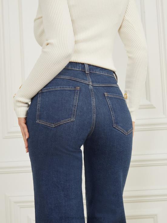 GUESS Dark Blue Denim Wash 8ZX4F68 Lyric Wide-Leg Denim Pant