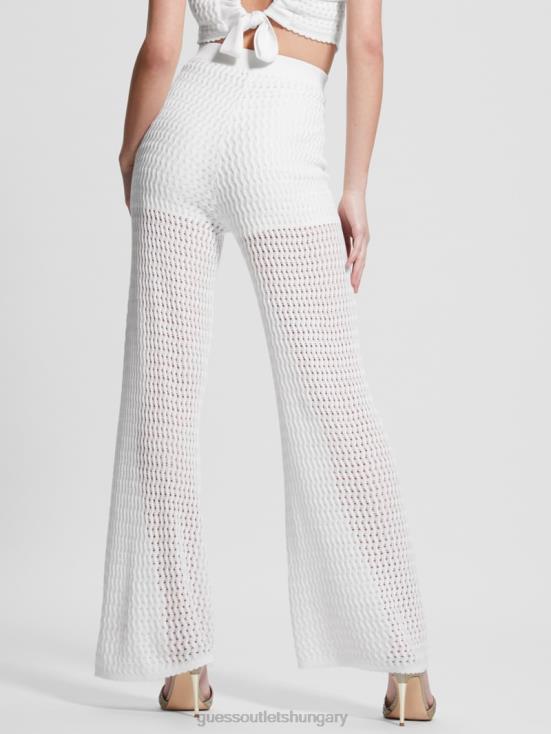 GUESS Dove White 8ZX4F1997 Yasmina Wide Leg Sweater Pants