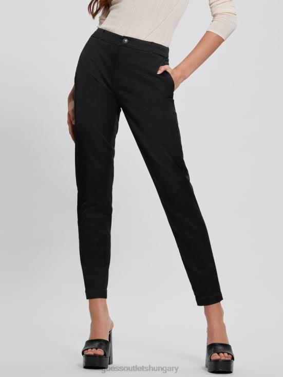 GUESS Jet Black Multi 8ZX4F2038 Zoe Satin Pants