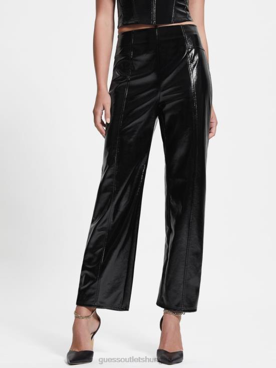 GUESS Jet Black Multi 8ZX4F2220 Monica Faux-Leather Pants