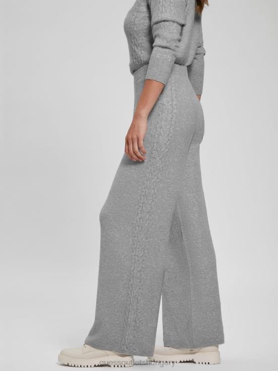 GUESS Light Melange Grey 8ZX4F2311 Teresa Wide-Leg Cable Pants