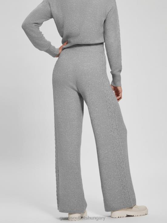 GUESS Light Melange Grey 8ZX4F2311 Teresa Wide-Leg Cable Pants
