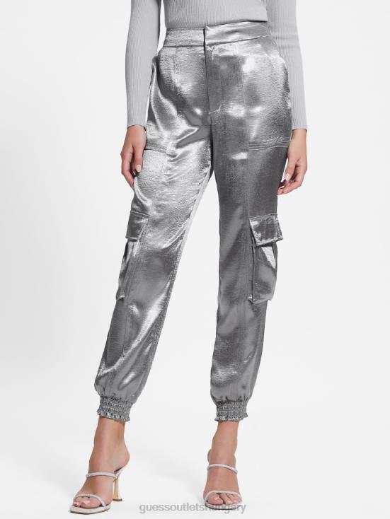 GUESS Metallic 8ZX4F2175 Eco Soundwave Satin Cargo Pants