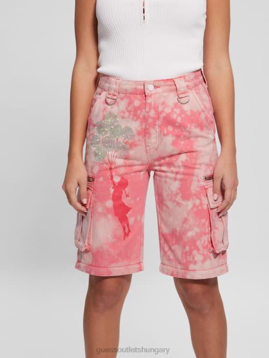 GUESS Morning Pink Tie Dye 8ZX4F2044 Malia Convertible Wide-Leg Cargo Pants