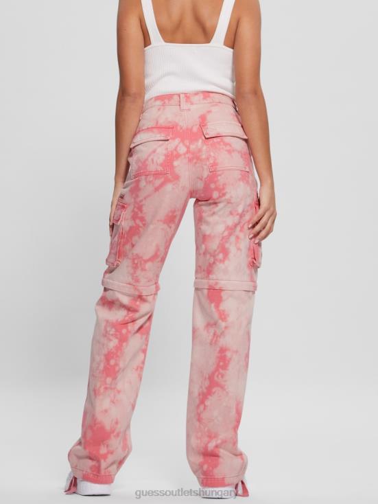 GUESS Morning Pink Tie Dye 8ZX4F2044 Malia Convertible Wide-Leg Cargo Pants
