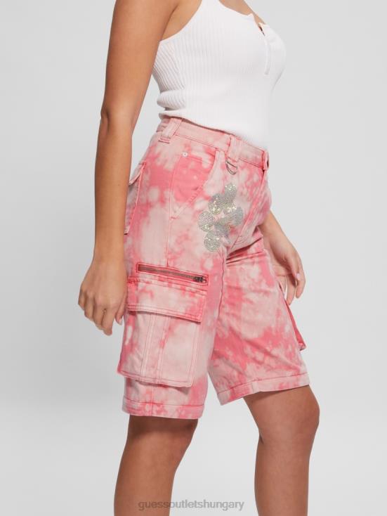 GUESS Morning Pink Tie Dye 8ZX4F2044 Malia Convertible Wide-Leg Cargo Pants